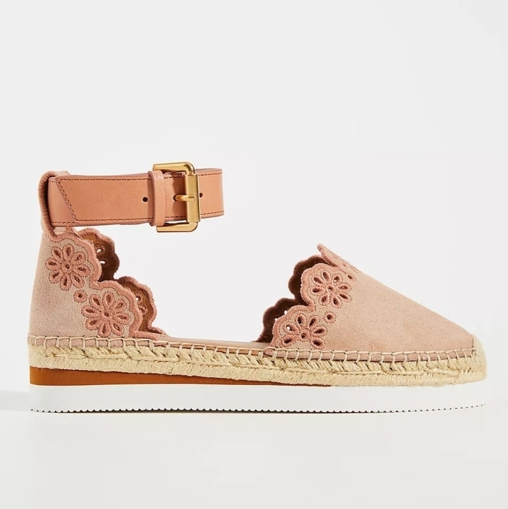 See by Chloe Scalloped Espadrilles In Blush Pink Size EU 37 US 7 Women's